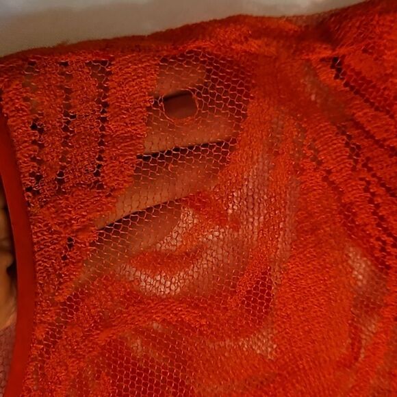 Vintage Sheer Red Lace Whimsigoth Maxi Gown size Large - Picture 10 of 12
